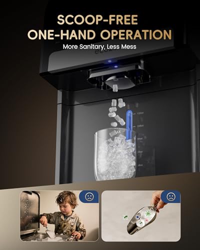 ecozy Nugget Ice Maker Dispenser, Smart 2-in-1 Pebble Ice Machine Countertop & Water Dispenser with App Control, Self-Cleaning, Auto Lighting, TDS Monitor, Measured Dispensing, 33Lbs/Day - Image 3