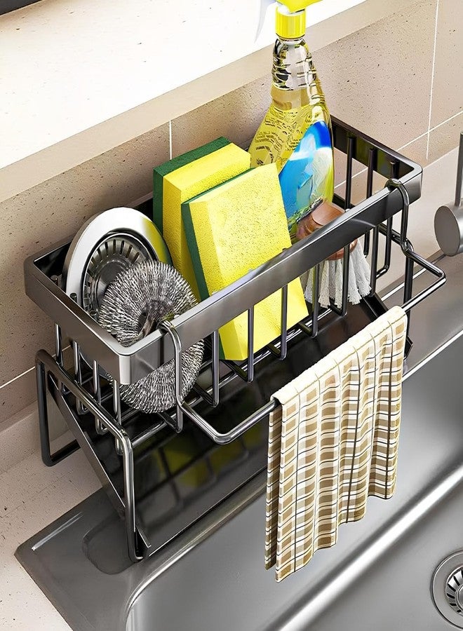 SKYWORK Sponge Holder for Kitchen- Sink Caddy, Rustproof 304 Stainless Steel Kitchen Sink Organizer - Dish Soap & Brush Holding Rack - No-Drill Countertop Sink Organizer - Image 1
