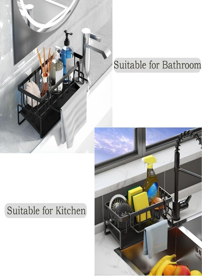 SKYWORK Sponge Holder for Kitchen- Sink Caddy, Rustproof 304 Stainless Steel Kitchen Sink Organizer - Dish Soap & Brush Holding Rack - No-Drill Countertop Sink Organizer - Image 5