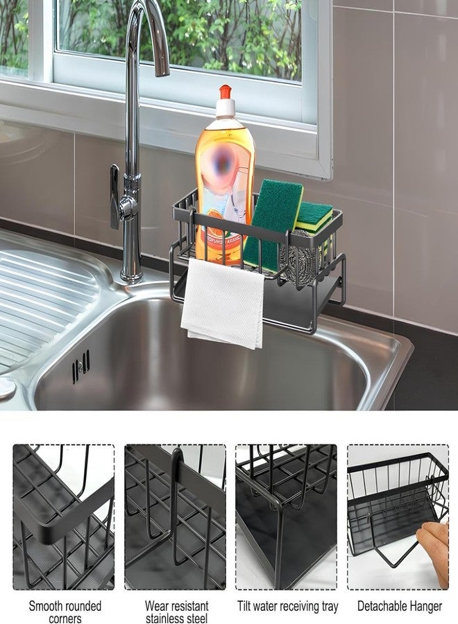 SKYWORK Sponge Holder for Kitchen- Sink Caddy, Rustproof 304 Stainless Steel Kitchen Sink Organizer - Dish Soap & Brush Holding Rack - No-Drill Countertop Sink Organizer - Image 4