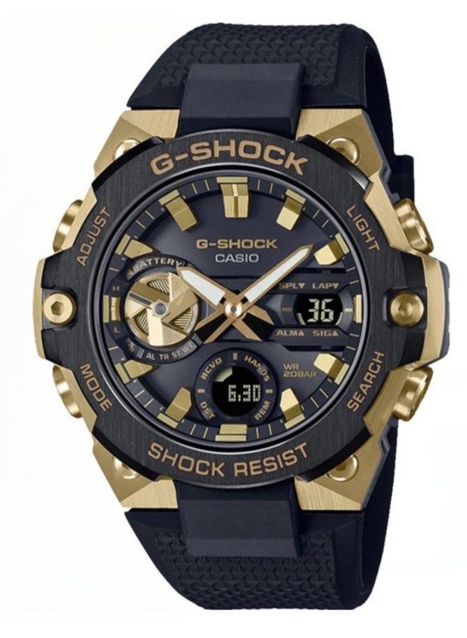 CASIO Casio G-STEEL Series-Disc Double Display Solar Water-proof and Shock-proof Sports Shi Ying movement resin strap Japanese and Korean men's watch black dial - Image 1