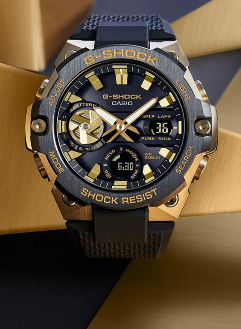CASIO Casio G-STEEL Series-Disc Double Display Solar Water-proof and Shock-proof Sports Shi Ying movement resin strap Japanese and Korean men's watch black dial - Image 2