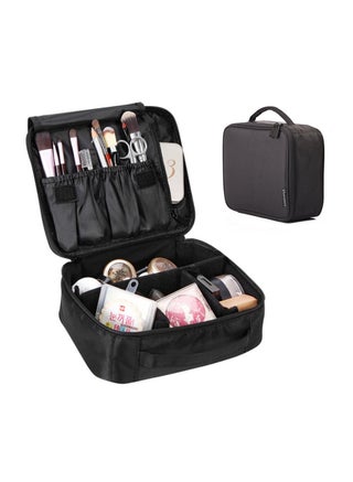 Makeup Travel Organizer Bag for Cosmetics Makeup Brushes Toiletry Jewelry, Black