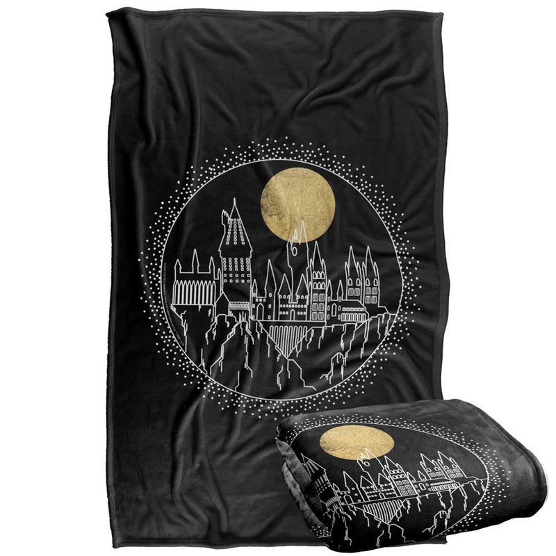 Harry Potter Blanket 36x58 Hogwarts Full Moon Line Art Silky Touch Super Soft Throw Blanket