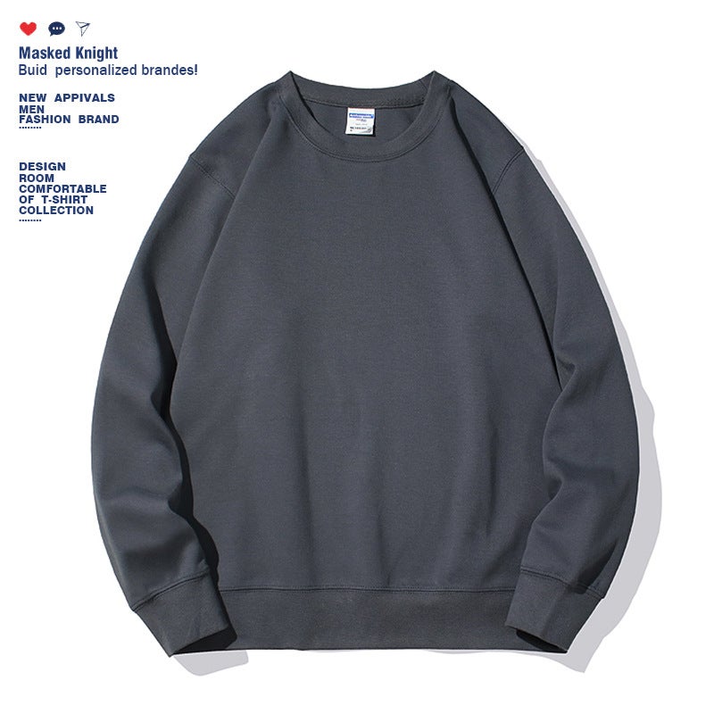 Super plus size 150.00kg Wearing OVERSIZE Cross-border Export Mens Shoulder Loose Casual Solid Color Round Neck Sweat Dark gray - Image 1