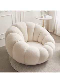 MAPLE HOME DECORATION Maple Home Decoration Lamb Fleece Sofa White Three Seater 1 pcs 180cm Modern Nordic Flower Minimalist Style Sofa For Living Room Cafe Hotel Shop Home Furniture (1 PC)  - Image 3