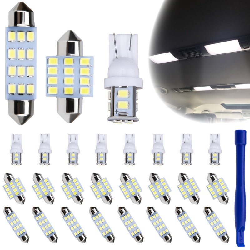 ecocstm 24 PCS Interior Led Dome Lights for Cars, 194 T10 DE3175 578 31mm 42mm Luces Led Para Carro, Car Accesorios Map License Plate Door Side Marker Cornering Trunk Light (White) - Image 1
