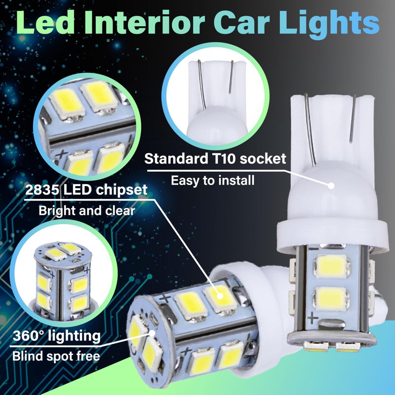 ecocstm 24 PCS Interior Led Dome Lights for Cars, 194 T10 DE3175 578 31mm 42mm Luces Led Para Carro, Car Accesorios Map License Plate Door Side Marker Cornering Trunk Light (White) - Image 3