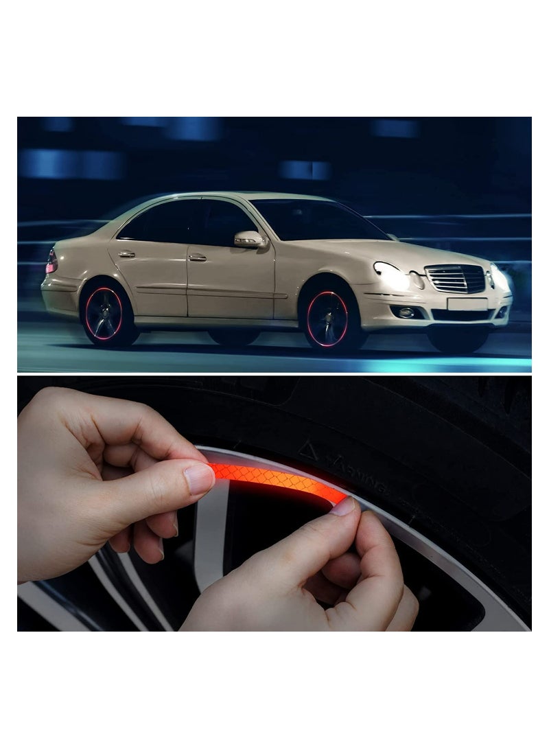 Excefore ملصقات حواف عجلات السيارة العاكسة 20 قطعة ملصقات تحذيرية ليلية للسلامة ملصقات عاكسة مضادة للخدش ملصقات أمان لعجلات السيارات والدراجات النارية ملصقات تزيينية للسيارات عالمية للسيارة والمركبة والشاحنة - Image 4