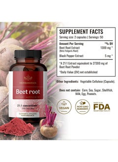 HERBAMAMA Beet Root Capsules Organic Beetroot Extract Pills Highpotency 21:1 Concentrate Beet Root Powder Supplements 100 Extra Strength Caps  - Image 3