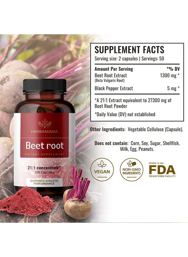 HERBAMAMA Beet Root Capsules Organic Beetroot Extract Pills Highpotency 21:1 Concentrate Beet Root Powder Supplements 100 Extra Strength Caps - Image 3