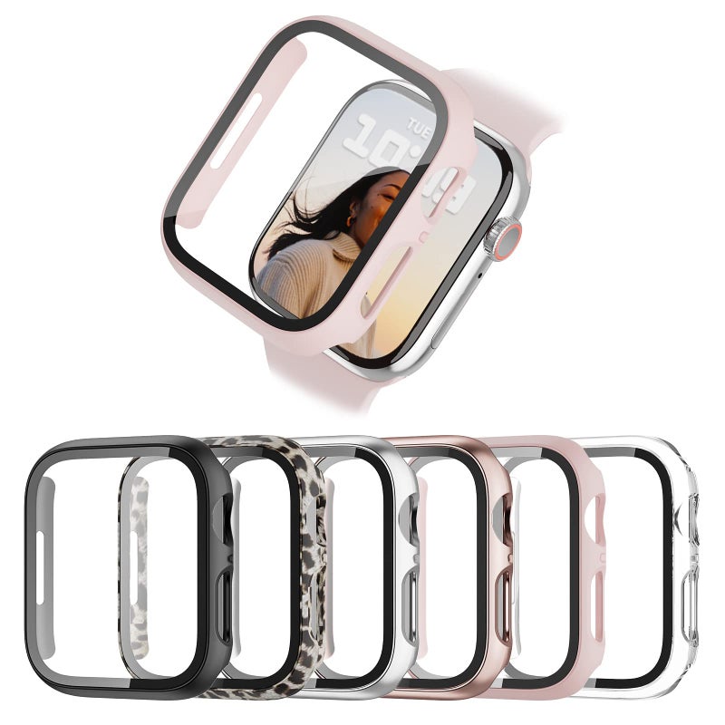 BHARVEST 6 Pack Case for Apple Watch Series 3/2/1 38mm with Tempered Glass Screen Protector, BHARVEST High Definition Scratch Resistant Hard PC Bumper Cover for Apple Watch Accessories (6 Colors, 38mm) - Image 1