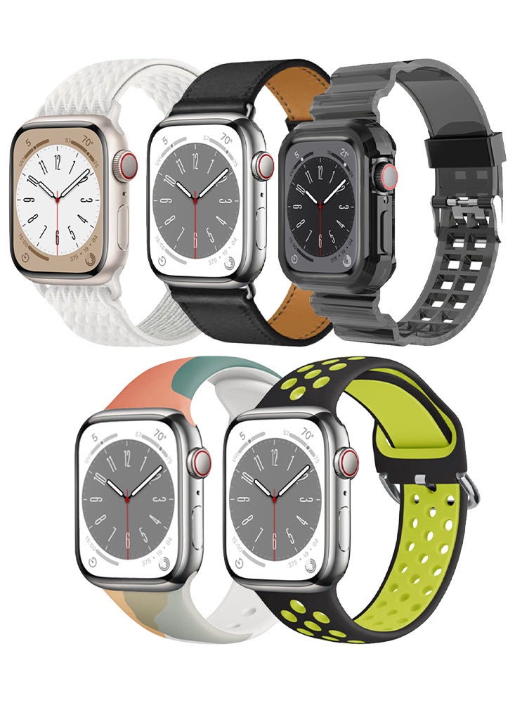 Perfii 5pcs Watch Bands Replacement for Apple Watch Strap Compatible with Apple Watch 42/41/40/38mm Series 10/9/8/7/6/5/4/SE - Image 1