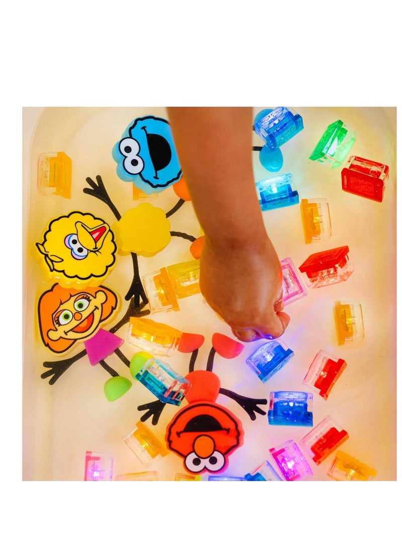 Bamboo Bark Glo Pals Sesame Street character & light up baby kids bath toys glow cubes, water play (Lemon) - Image 4