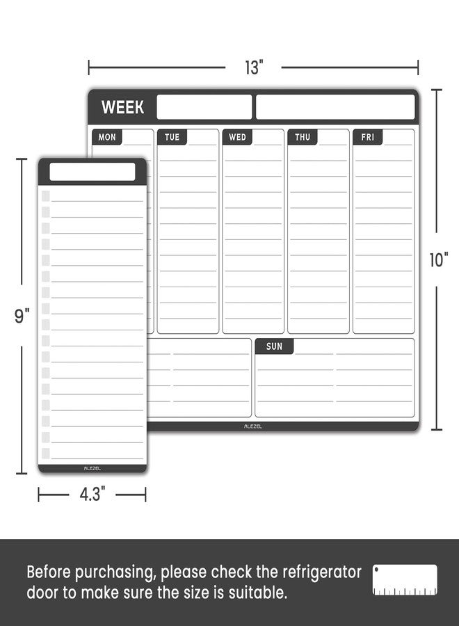 ALEZEL Weekly Dry Erase Board for Refrigerator, Magnetic Weekly Calendar Planner for Fridge, Set of Magnetic Weekly Calendar & 2 List Whiteboards, 4 Markers + Eraser - Image 3