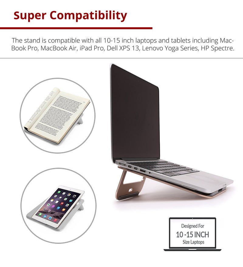 Techzere Anodized Aluminium Lightweight Ergonomic, Air Vented Multi-Function Folding Portable Table Stand for Laptops (Gold) - Image 5
