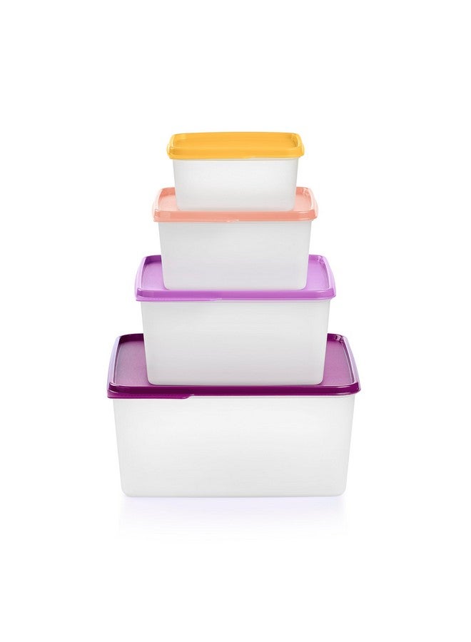 Tupperware طقم تخزين الطعام من تابروير كيبتابس 4 حاويات، أغطية متعددة الألوان، قابلة للتداخل، آمنة في غسالة الصحون وخالية من BPA (4 حاويات، 4 أغطية) - Image 1