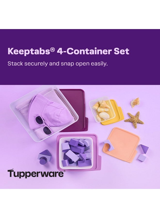 Tupperware طقم تخزين الطعام من تابروير كيبتابس 4 حاويات، أغطية متعددة الألوان، قابلة للتداخل، آمنة في غسالة الصحون وخالية من BPA (4 حاويات، 4 أغطية) - Image 2