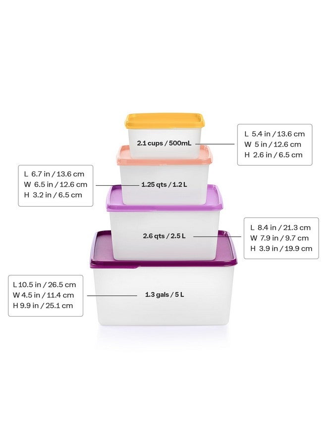 Tupperware طقم تخزين الطعام من تابروير كيبتابس 4 حاويات، أغطية متعددة الألوان، قابلة للتداخل، آمنة في غسالة الصحون وخالية من BPA (4 حاويات، 4 أغطية) - Image 3