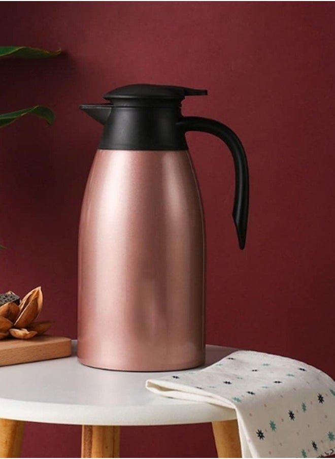 Generic - 2L Insulated Thermal Coffee Thermos with Lid for Temperature Preservation, Stainless Steel for Coffee, Hot Water, Tea and Cold Drinks - Pink - Image 1