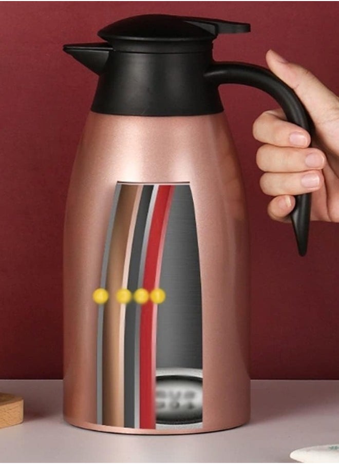 Generic - 2L Insulated Thermal Coffee Thermos with Lid for Temperature Preservation, Stainless Steel for Coffee, Hot Water, Tea and Cold Drinks - Pink - Image 1