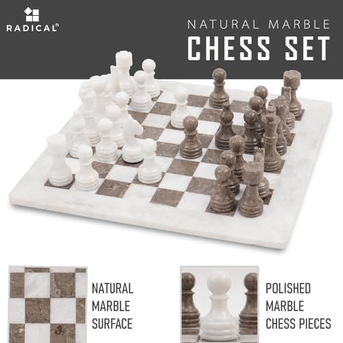 Radicaln Marble Chess Set 15 Inches Handmade White and Grey Oceanic Classic Board Games for Adults Luxury Marble Chess Board Chess Pieces - Image 5