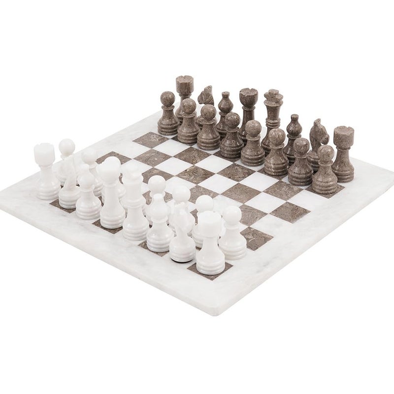 Radicaln Marble Chess Set 15 Inches Handmade White and Grey Oceanic Classic Board Games for Adults Luxury Marble Chess Board Chess Pieces - Image 3