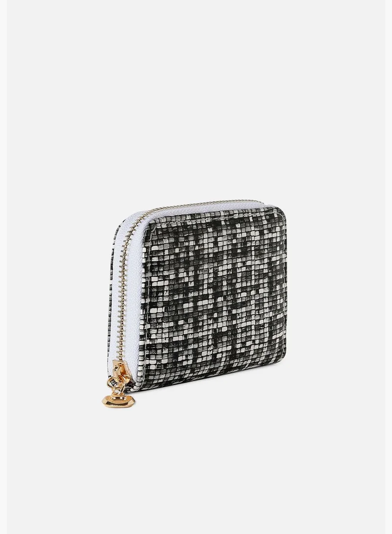Haute Sauce Textured Casual Mini Wallet with Zip Lock For Women