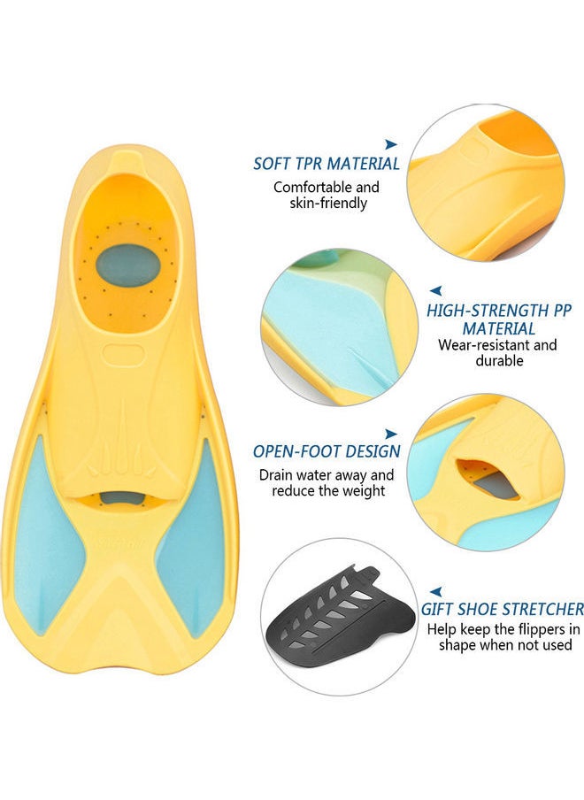 Y&D Kids Short Light Swim Fins Flippers Yellow & Blue 3XS 32.00*10.00*20.00cm  - Image 2