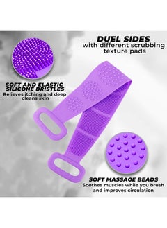 No-Name Silicone Body Kit- back and body scrubber - double sided - ergonomic handle - with hair scalp shampooing massager and facial cleansing- make-up remover pad. (blue)  - Image 5