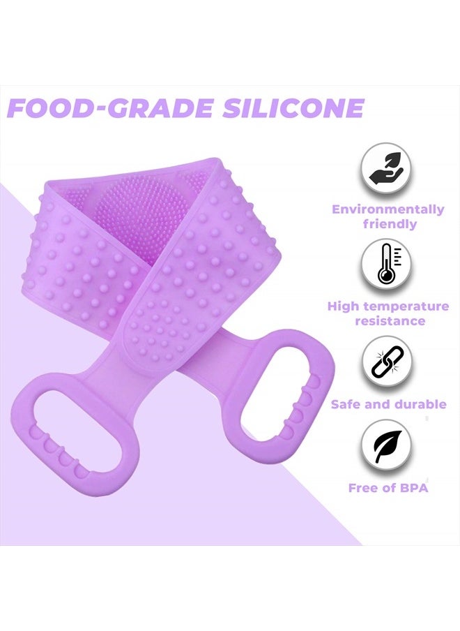 No-Name - Silicone Body Kit- back and body scrubber - double sided - ergonomic handle - with hair scalp shampooing massager and facial cleansing- make-up remover pad. (blue) - Image 1