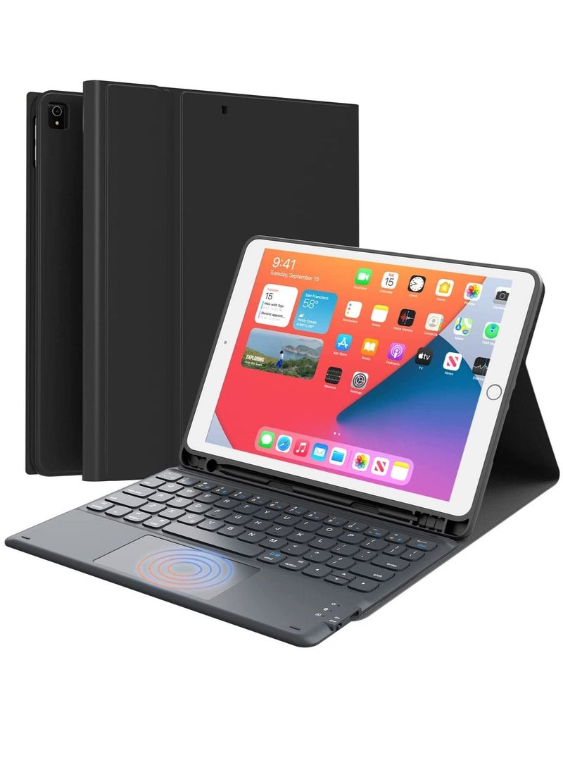iPad Keyboard 9th Generation, Keyboard for iPad 8th Generation/7th Gen 10.2 Inch, Smart Trackpad, Detachable Wireless with Pencil Holder, Flip Stand Keyboard Case for iPad 9th/8th/7th Gen 10.2”, Black - Image 1