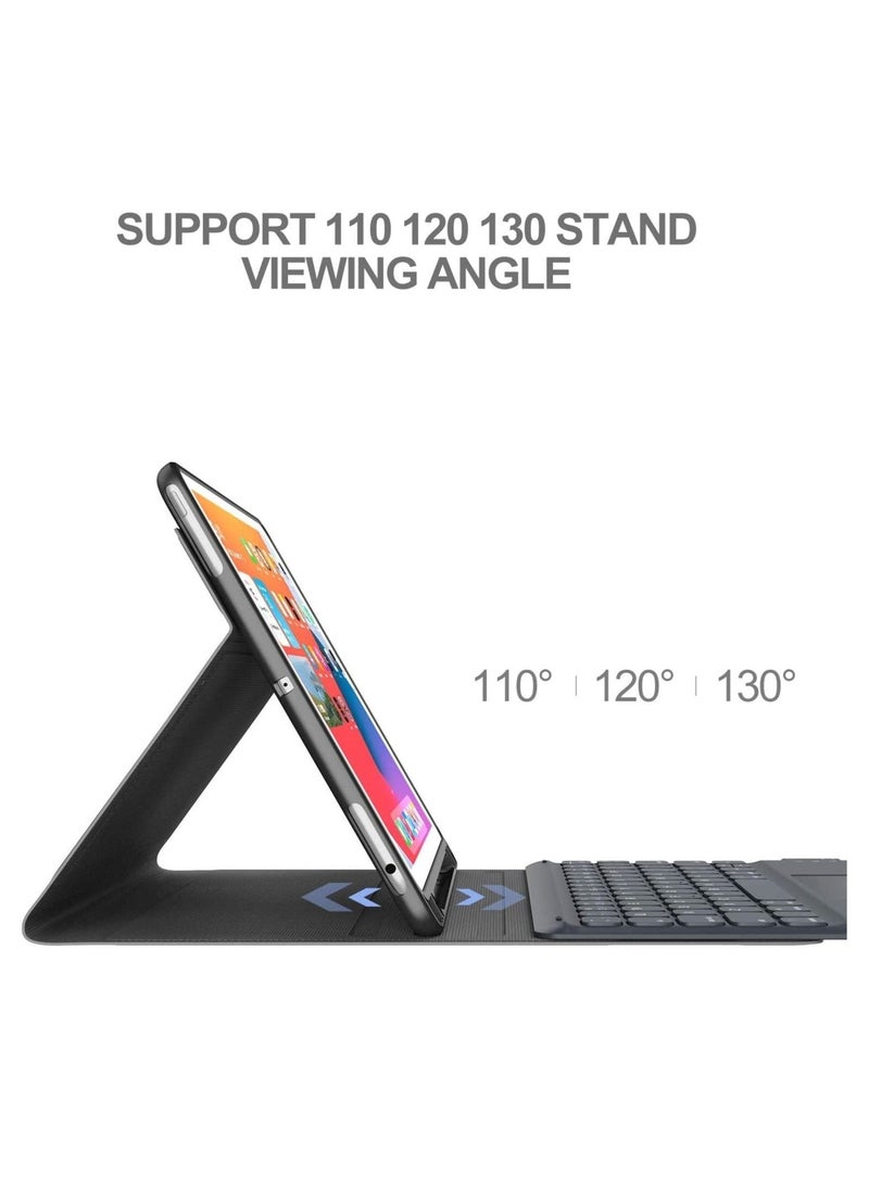 iPad Keyboard 9th Generation, Keyboard for iPad 8th Generation/7th Gen 10.2 Inch, Smart Trackpad, Detachable Wireless with Pencil Holder, Flip Stand Keyboard Case for iPad 9th/8th/7th Gen 10.2”, Black - Image 2