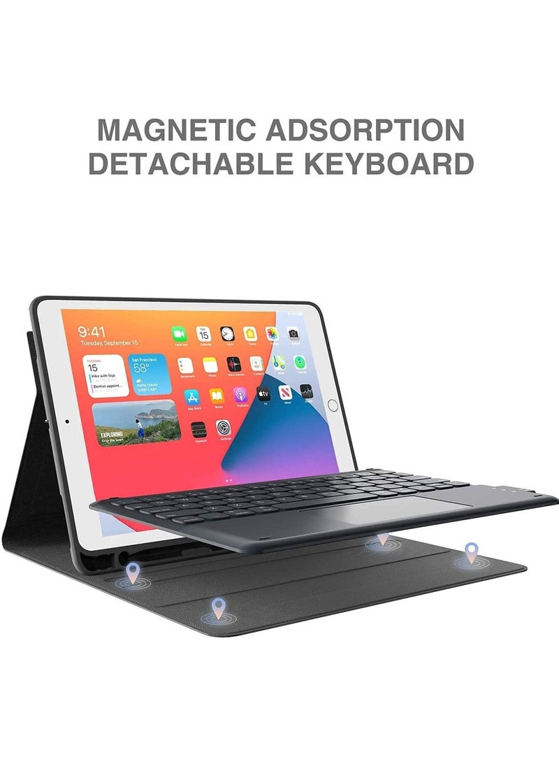 iPad Keyboard 9th Generation, Keyboard for iPad 8th Generation/7th Gen 10.2 Inch, Smart Trackpad, Detachable Wireless with Pencil Holder, Flip Stand Keyboard Case for iPad 9th/8th/7th Gen 10.2”, Black - Image 3