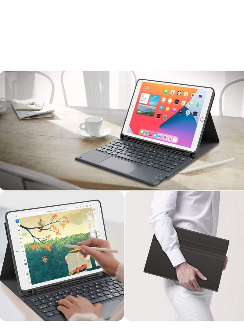 iPad Keyboard 9th Generation, Keyboard for iPad 8th Generation/7th Gen 10.2 Inch, Smart Trackpad, Detachable Wireless with Pencil Holder, Flip Stand Keyboard Case for iPad 9th/8th/7th Gen 10.2”, Black - Image 5
