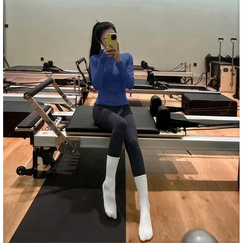 Generic Quick-Drying Clothes Sports Jacket Womens Tight-Fit Workout Yoga Clothes Long Sleeve Zipper Cardigan Running Fitness Clothes Spring Fragrant blue coat 