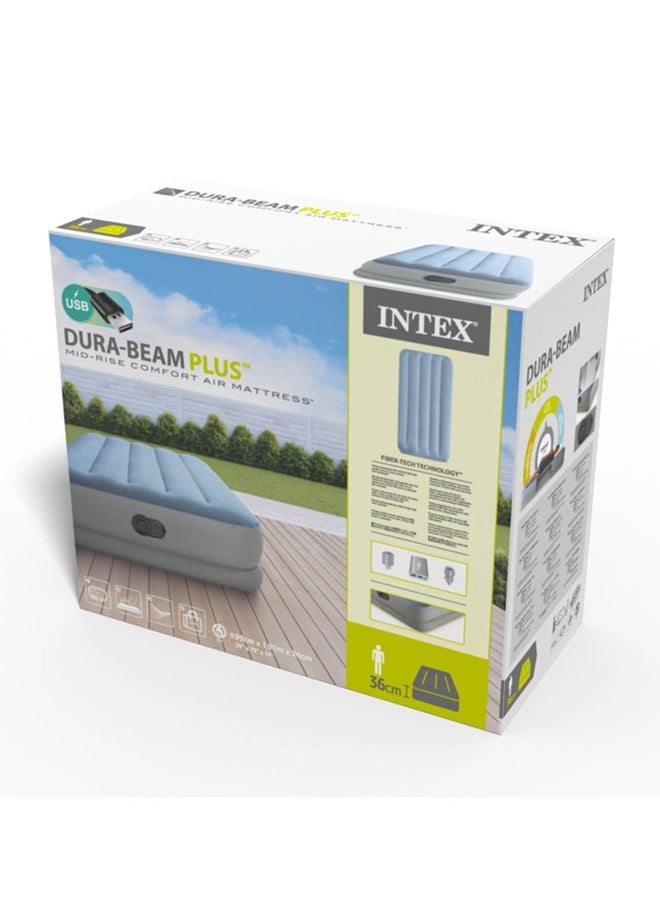 INTEX - Dura-Beam Plus Comfort 14" Twin Air Mattress w/ Built-In USB Pump 99cm x 1.91m x 36cm - Image 1