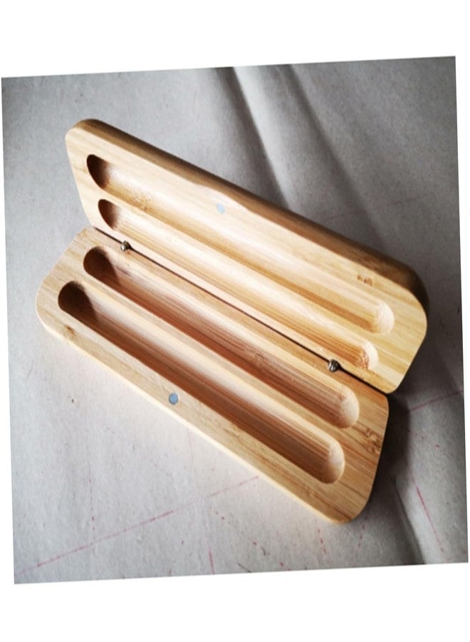 FUNOMOCYA Bamboo Pen Box with Two Pen Slots - Eco-Friendly Wooden Pencil Case Organizer for Desk Supplies and Stationery Storage at Home and Office - Image 4
