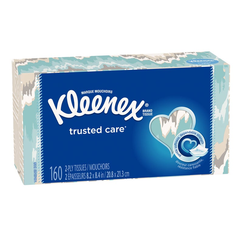 Kleenex Trusted Care Everyday Facial Tissues Flat Box 1 Pack 160 Count Pack of 1