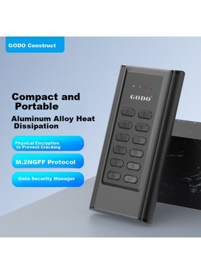 Godo o M.2 Solid State Drive Hardware Encryption Hard Drive Enclosure Ngff Protocol Password Protected External Hard Drive Enclosure Sata - Image 1
