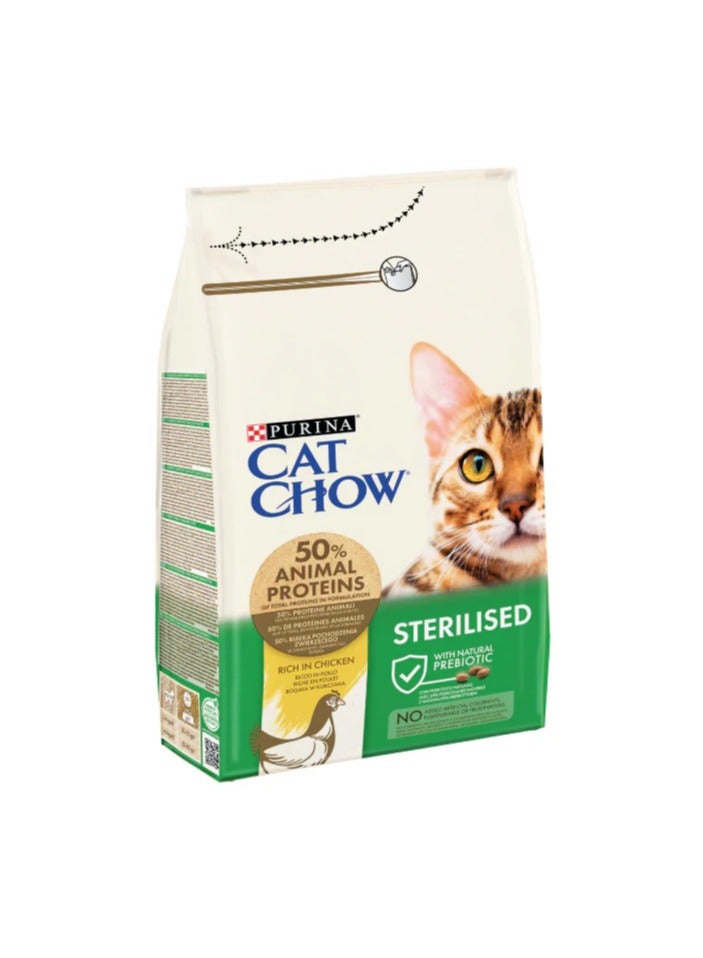 Purina Cat Chow Sterilized Rich in Chicken – 1.5 Kg | Complete & Balanced Dry Food for Sterilized Cats | Supports Healthy Weight, Urinary Tract & Vitality