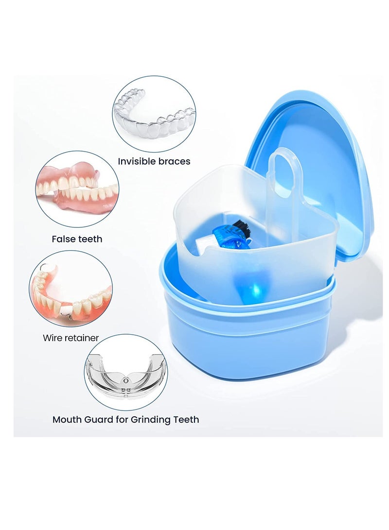Y-Kelin Y-Kelin Denture Retainer Cleaner Kit, Denture Cleaning Case with Denture Brush (Blue) - Image 2