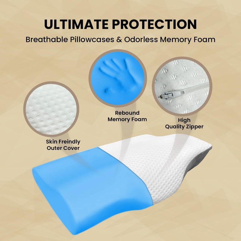 Sleepsia Memory Foam Pillow | 1 Year Warranty | Cervical Pillow for Neck Pain, Orthopedic Pillow for Neck Pain with Extra Curve Neck Support for Sleeping Side & Back Sleepers (Grey/White,Gel) - Image 4