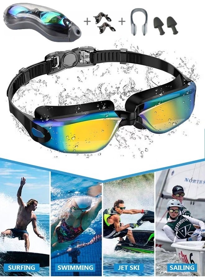 BESTPEAK 5-in-1 anti-fog swimming goggles - Swimming goggles set, including nose bridge, ear plugs, nose clip, leak-proof swimming goggles - Waterproof swimming goggles, can effectively block UV rays - Suitable for men and women - Image 1