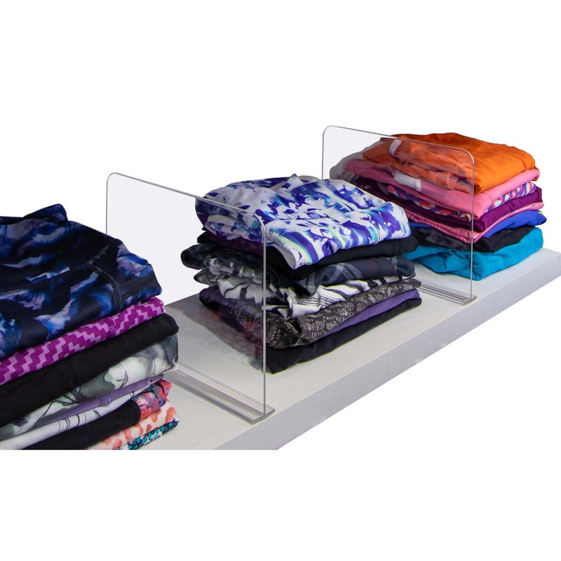 Bee Neat Closet Organization with Acrylic Clear Shelf Dividers  Closet Shelf Organizer for Clothes Towels Sweaters Purses and Books  Shelf Separators  2 Pack 8 Tall 11  Deep