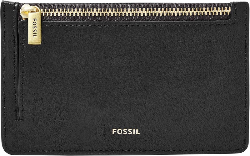 فوسيل Fossil Women's Logan Leather Zip Card Case Wallet With Keychain, Black, One size - Image 1