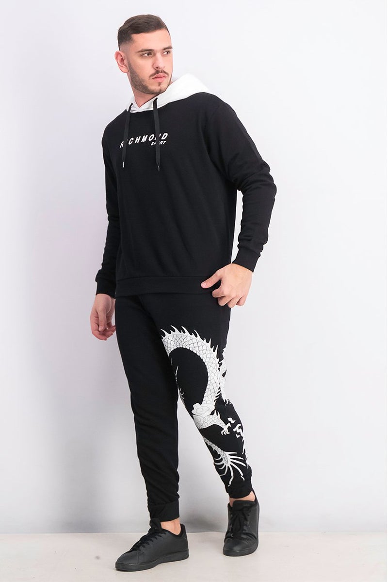 JOHN RICHMOND Men Hooded Long Sleeves Printed Sweatshirt, Black - Image 2