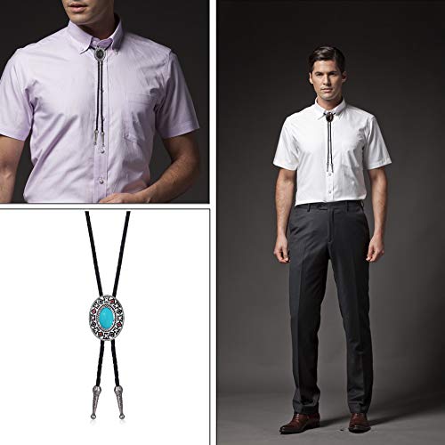YADOCA 4Pcs Bolo Tie for Men Western Cowboy Leather Necktie Handmade Round Shape Bolo Tie Natural Star Halloween Costume Accessories for Men Women - Image 5