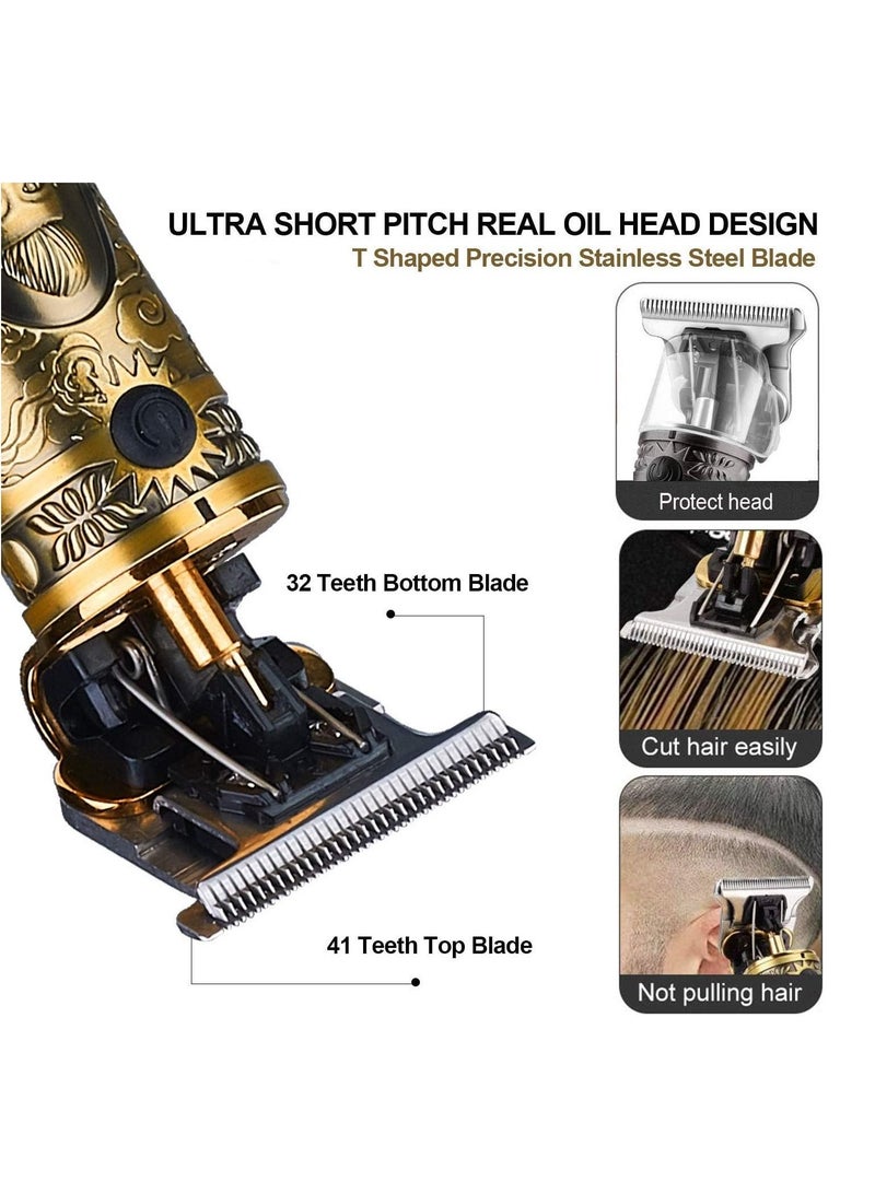 ماكينة قص الشعر للرجال، ماكينة قص الشعر واللحية الاحترافية لحلاقة الشعر، ماكينة قص الشعر القابلة لإعادة الشحن عبر USB من Gold Knight للاستخدام المنزلي، ماكينة قص الشعر اللاسلكية كهدية (ذهبي) - Image 3