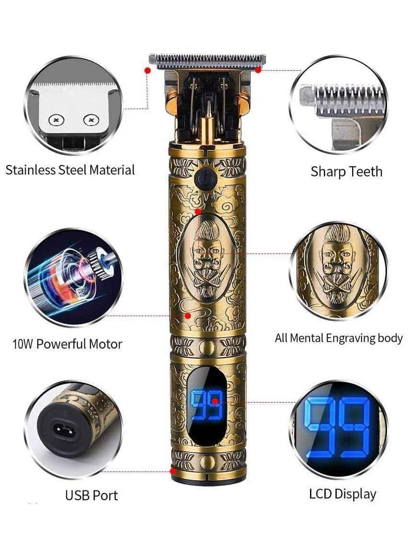 ماكينة قص الشعر للرجال، ماكينة قص الشعر واللحية الاحترافية لحلاقة الشعر، ماكينة قص الشعر القابلة لإعادة الشحن عبر USB من Gold Knight للاستخدام المنزلي، ماكينة قص الشعر اللاسلكية كهدية (ذهبي) - Image 2